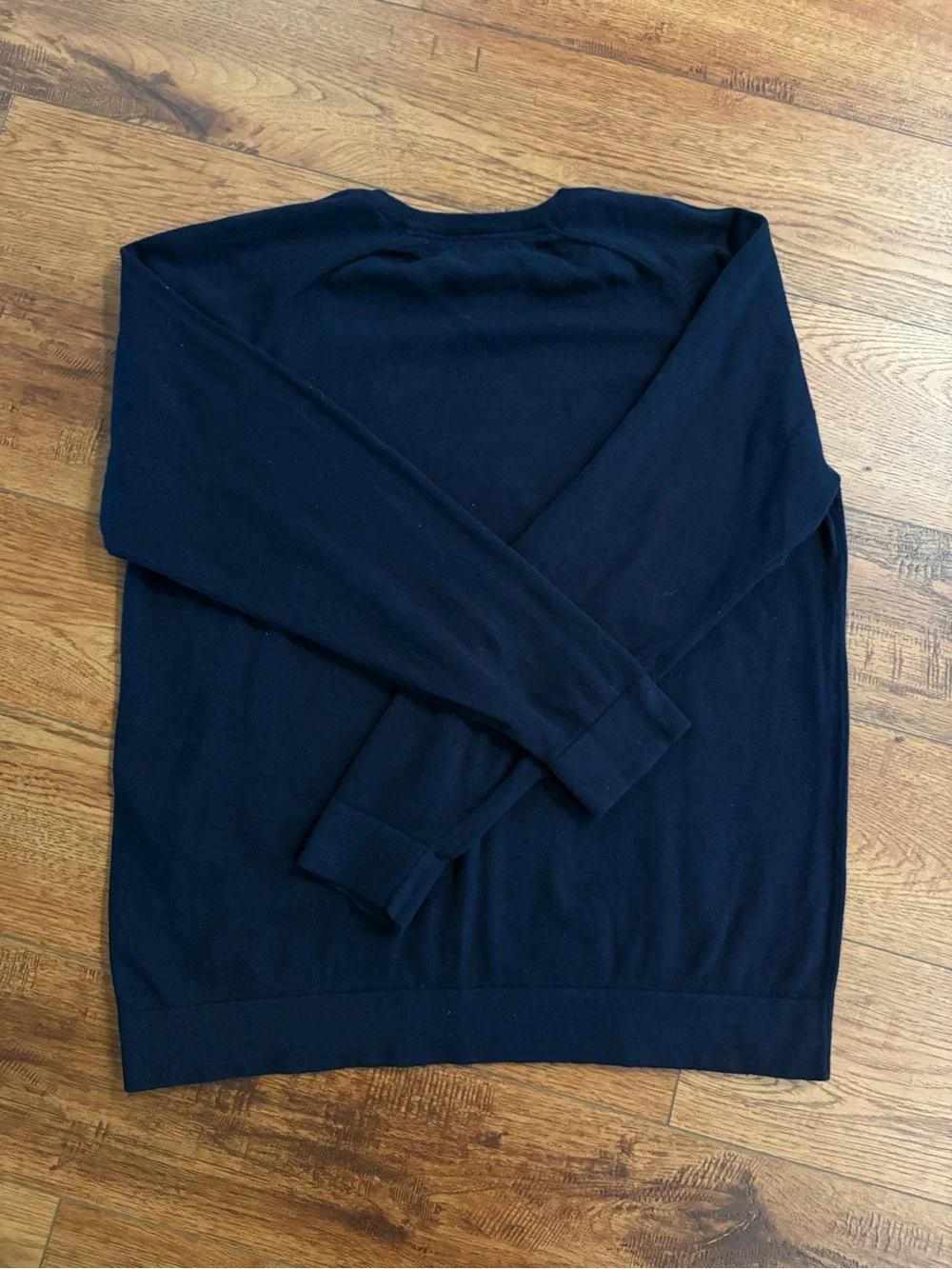 L.L.Bean Cotton Cashmere Sweater XL Reg Navy V-Neck Raglan Men